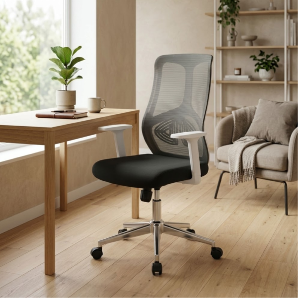 IAM Furniture- Chrome-Base Grey Mesh Office Chair