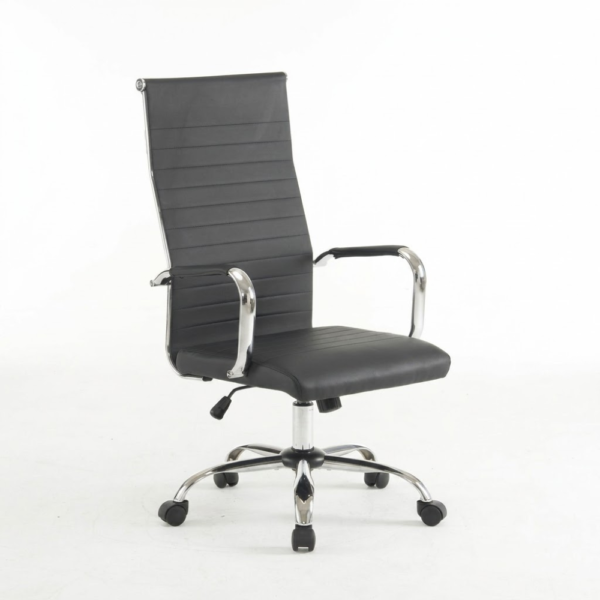 IAM Furniture- Ergonomic Ribbed Black Leatherette Desk Chair