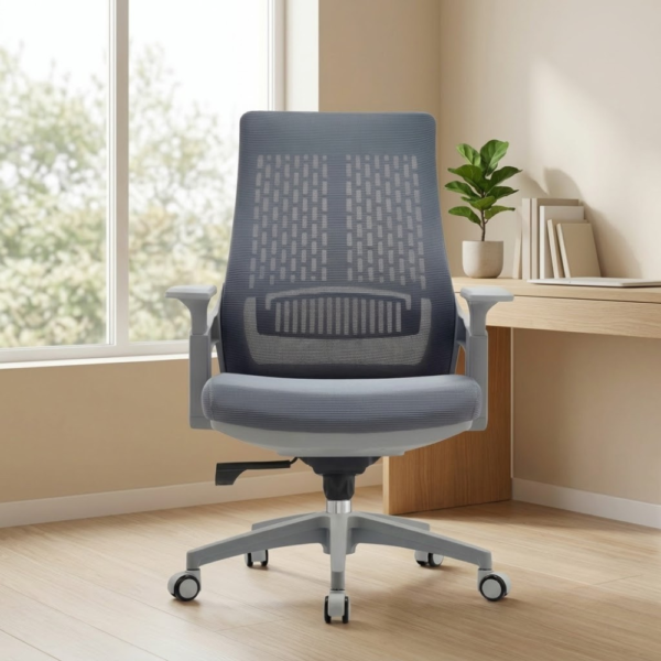 IAM Furniture- Modern Grey Mesh Swivel Office Chair