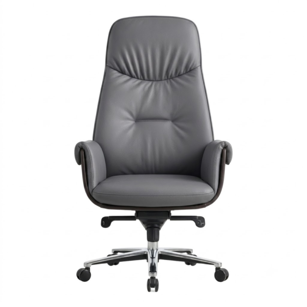 IAM Furniture- Soft Padded Grey Leather Swivel Chair