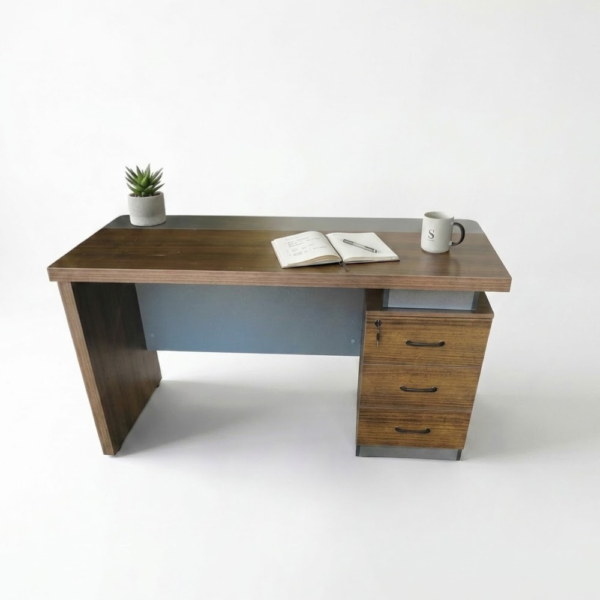 IAM Furniture- Walnut Finish Locking Desk