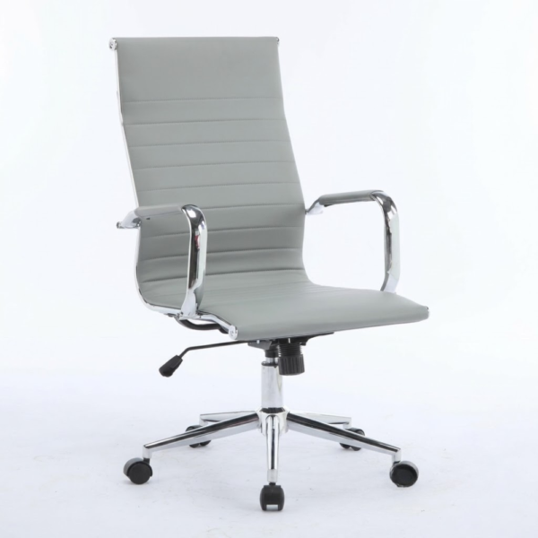 Slimline Ribbed Grey Leatherette Office Chair